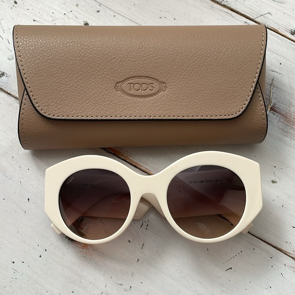 Tod's Cream Round Sunglasses